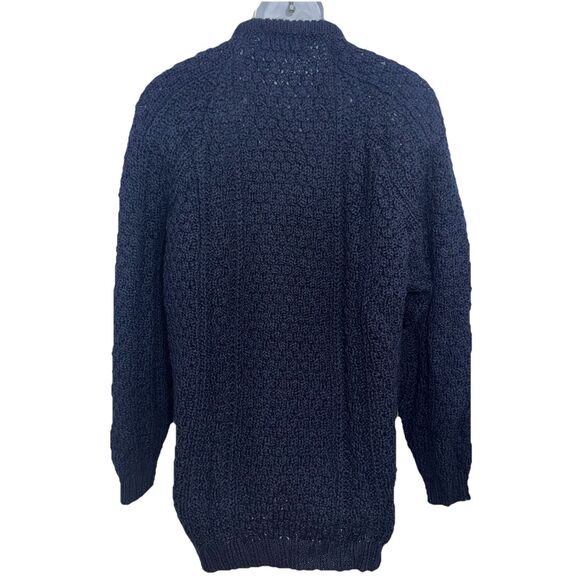 Patrick Malin Donegal Ireland Wool Cable Knit Fisherman Sweater Blue Men's XL - Picture 4 of 8